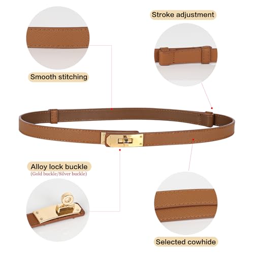 Image of Aurolran Women's Leather Belt with Buckle - Ideal for Dresses, Jeans, and Coats