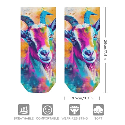Colorful Goat Unisex Ankle Socks Athletic Low Cut No Show Sock Breathable Stocking2