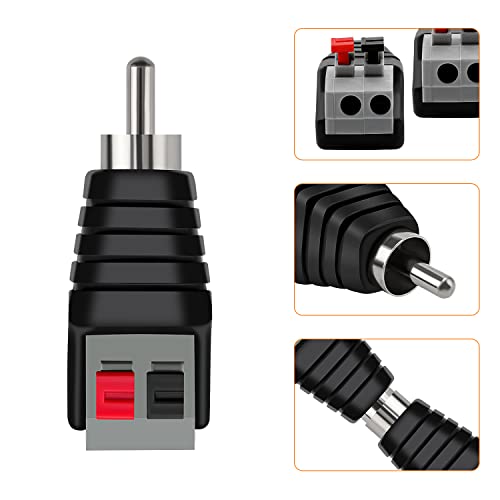 KUOQIY 10 PCS RCA Male to 2 Screw Terminal Strip Speaker Phono, RCA to Speaker Wire Adapter - Image 3
