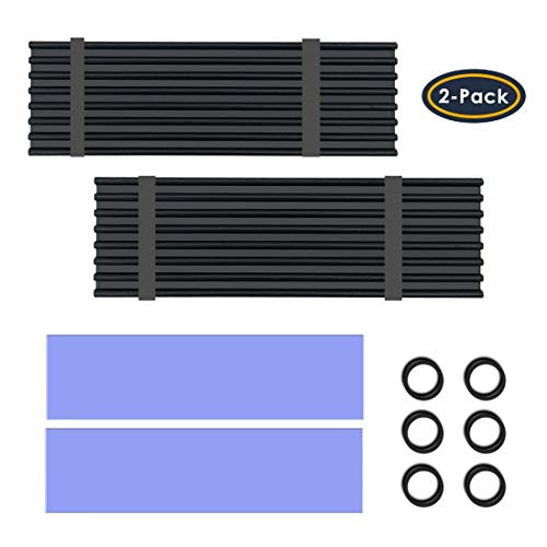 2 Pack M.2 NVMe Aluminum Heatsinks Cooler with Nano Silicone Thermal Pad