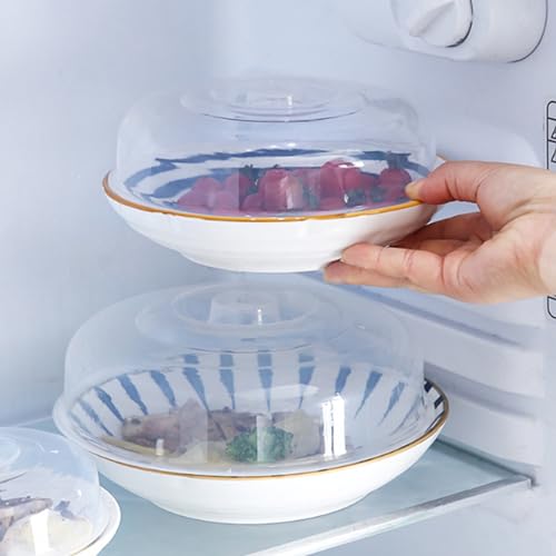 Cubierta de salpicaduras de microondas de 8 pulgadas, tapa redonda sin BPA con rejillas de ventilación de vapor, mango de fácil agarre, cubierta de alimentos para microondas y protector de