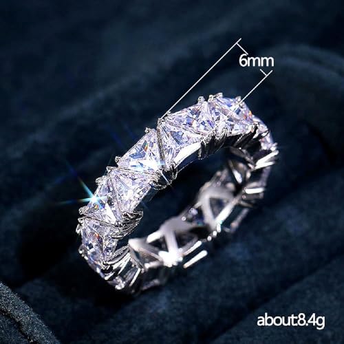 Triangle Cut 14K Silver Plated Lab Diamond Wedding Eternity Band Ring Jewelry for Women,Fashion Cubic Zirconia Promise Ring (US Size 7)2