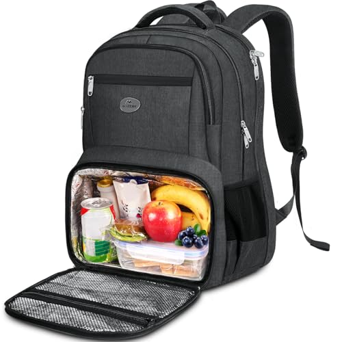 MATEIN Mochila masculina de trabalho, mochila resistente para laptop de 43 cm com compartimento para almoço, bolsa de trabalho resistente à água com alças acolchoadas, mochila antifurto para