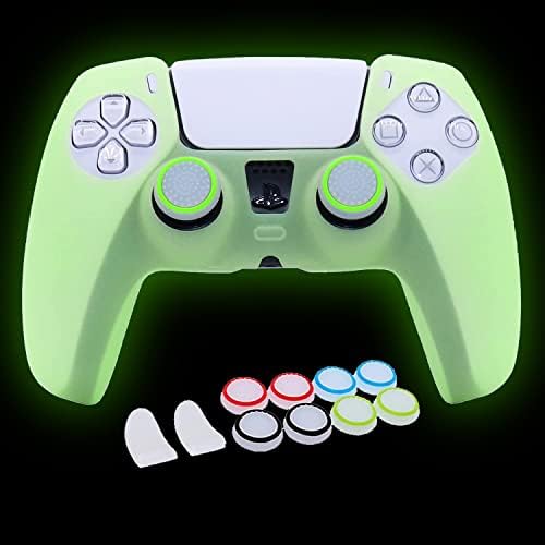 HLRAO PS5 Controller Skin Silikon Grip Glow in the Dark Schutzhülle per PS5 Dualshock 5 Controller + 8 PCS Caps e L2 R2 Trigger Grips Glow in the Dark.