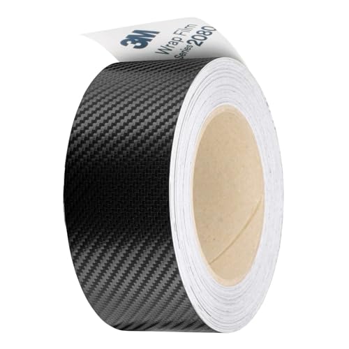 Image of 2 inchesx25 Feet Carbon Fiber Black Vinyl Wrap Kit for Black Out Chrome Delete Made from Genuine 3M 2080 Film Window Trim Door Trim