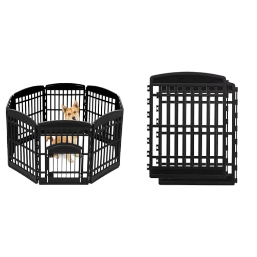 IRIS USA 34" 8-Panel Pet Playpen with Door, Medium Large Dog Secu...