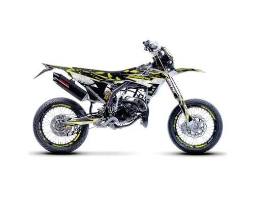 Kit déco 50cc Barbarian Fantic XM 50 Kutvek jaune néon carénage