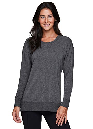 RBX Active Women's Fashion Relaxed Everyday Lightweight French Terry Sweater Pullover Sweatshirt F20 Charcoal M