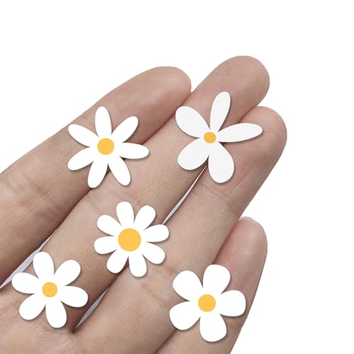 Image of 70 X Little Daisy Stickers for Laptop & Phone, Small Floral Vinyl Stickers Cute Aesthetic White Daisy Decals for Water Bottle iPhone Case Notebook, Mini Stickers 1 Inch