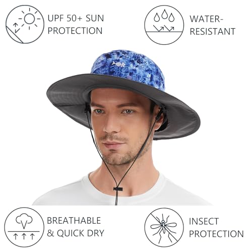 Image of BASSDASH UPF 50+ Mosquito Sun Hat with Hidden Head Net and Neck Flap for Men Women Outdoor Fishing Hiking Camping