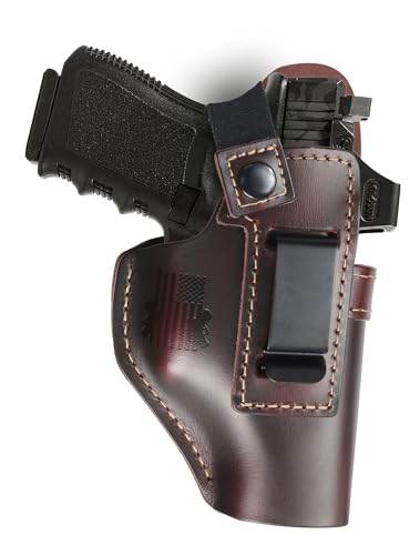 Leather Holster for Glock 17 19 fits Taurus G2C G3 G3C for M&P Shield EZ - Plus Similar Size IWB with Strap- Right Hand