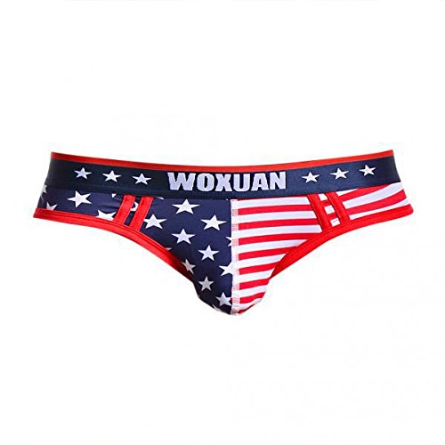 Mens Elegant American Symbol Underwear Briefs G-String Thongs Panties Red XL-image-11