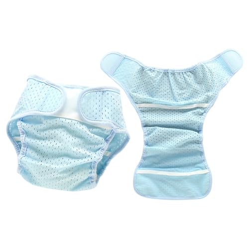 Abaodam Pañales de Tela Ajustados para Recién Nacidos 2 Unidades Cobertores Transpirables de Malla Elástica Azul Tamaño S Pañales Reutilizables Frescos y Absorbentes para Verano