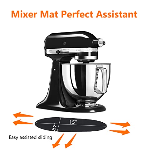 Mixer Mover Sliding Mats With Two Cord Organizers, 2 Pack Kitchen Appliance Slide Mats Compatible With Kitchenaid 6.5-8 Qt Bowl Lift, Mixer Parts Accessories (Black Edge) #TOP1