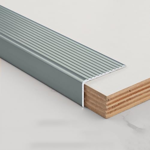 Profilo Angolare Alluminio, Striscia Di Transizione Per Scale A Forma Di L, Protezione Del Bordo Della A Forma Di L Per Gradini In Piastrelle/Legno/Metallo/Cemento(Iron gray,3 * 2cm)