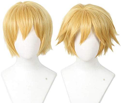 Linfairy Short Blonde Cosplay Wig Halloween Costume Cat Wig for Men