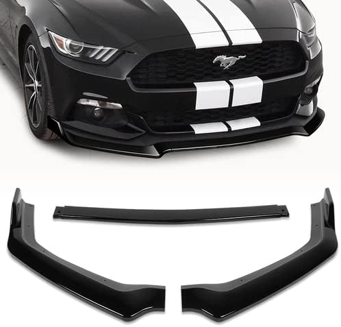 3 Pieces GT-Style Front Bumper Lip Spoiler Splitter Side Body Kit Trim Protection Compatible with 2018-2023 Ford Mustang, 2019 2020 2021 2022 (Painted Black)