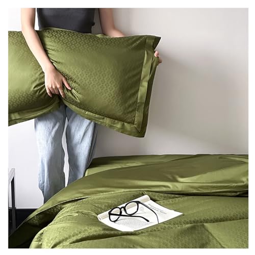 Housse de couette en jacquard de coton doux vert olive fini les nuits trop chaudes ou trop froides