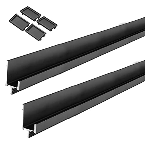 Hoopever 600mm Finger Edge Pulls, L Shape 90°Concealed Handles with Snaps, Aluminum Alloy Slotted Insert Furniture Handle