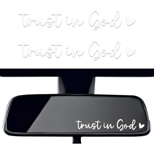 Qurbuns 2 PCS Trust in God Rearview Mirror Stickers, Inspirational