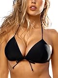 RELLECIGA Push up BlackTriangle Bikini Top Large Black