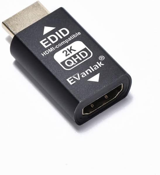 EVanlak Hdmi Edid Emulator Passthrough 3rd Generrtion Premium Aluminum Eliminated Emulator Adapter Work with Mac Thunderbolt to HDMI Switches/Extender/AV Receiver/Video Splitters 2K 2560x1440 60hz@60H