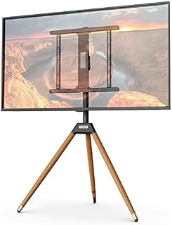 WORLDLIFT Tripod TV Stand with Easel Design Suitable Screen Sizes from 32 to 60 Inch Weight Capacity 35 kg Height Adjustable Rotatable VESA 400 x 400 Black