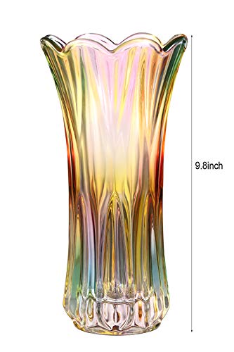image for Cosylove Crystal Glass Colorful Vase,Glass Flower Vase Decor for Home 