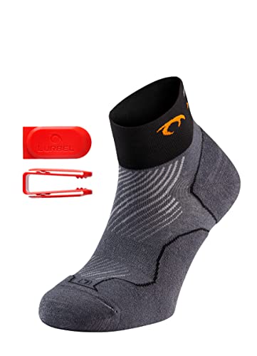 Lurbel Distance, calzini da running, calzini senza cuciture, calzini anti-vescicole e antiodore, traspiranti, calzini da corsa Unisex., Marengo / Nero, L