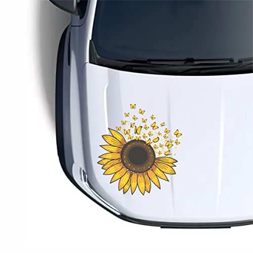 H2 Decal Sunflower Hood Stickers Decal For Car, Truck | Transparent Film, Suitable For Light, White Color Car, Easy To Wrap And Remove | Accessories For Women, Graphic Design For Rams, Ford, Jeep | Stickers For Car Hood, Car Door, Car Side (Style 1) #TOP3