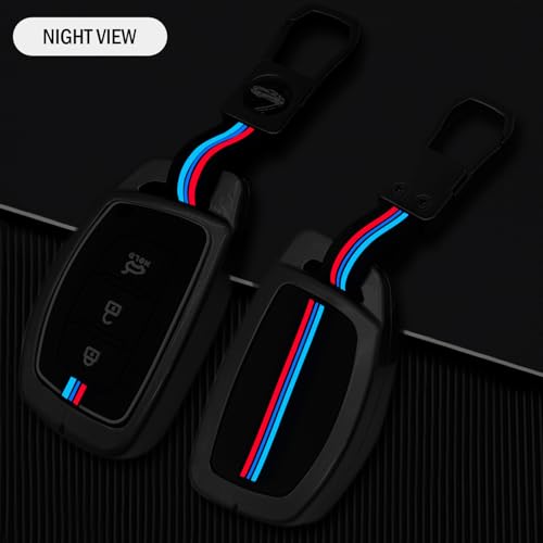 Image of KMH Metal Shell Soft Silicone Key Cover Compatible with Hyundai Creta, Grand i10, i20, NIOS Asta, Venue, Aura, Elantra Smart keycover with Keychain 3 Button Key Shell Case Holder Protector (Metallic)