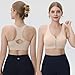 Evercute Women's Zip Front Sports Bras Wireless Padded Racerback Medium Support Post-Surgery Bra Yoga Exercise Athletic Bras