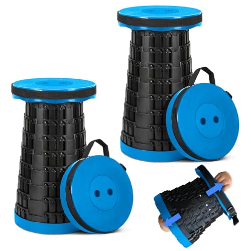 Prestige Outback 2-Pack 2025 Upgraded Collapsible Stool, Max 620lb Portable Folding Stool, Height Adjustable Retractable Telescopic Seat, Travel Chair, Foldable Camping Seat or Footrest, Gift