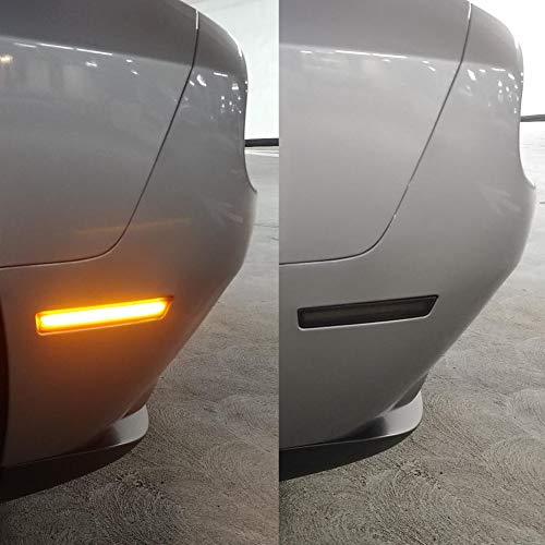 Smoked Lens Challenger Amber/Red Front Rear LED Side Marker Light Kits for Dodge Challenger 2008 2009 2010 2011 2012 2013 2014 180-SMD LED Turn Signal Driver and Passenger Sidemarker Lamps Replacement - Thumbnail 4