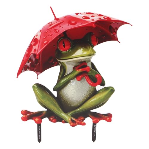 POPETPOP Figura Decorativa de Rana para Jardín Estaca Resistente Intemperie Adorno de Césped Verde para Exteriores Escultura Animal para Decoración de Patio y Estanque al Aire Libre
