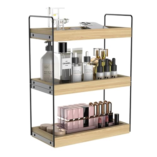 Carosvan 3 Tier Bathroom Counter Organizer, Countertop Bathroom Organizer and Storage Shelf, Bathroom Counter Tray and Vanity Organizer, Makeup and Cosmetic Organizer