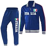 Blackshirt Company Italien Kinder Sport Trainingsanzug Fußball WM EM Fan Jogging Zweiteiler Blau Größe 116