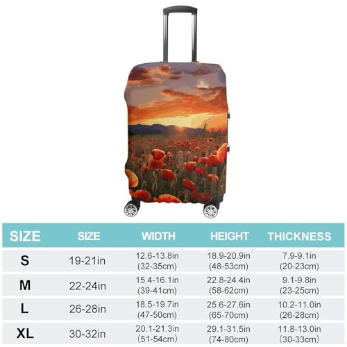 Carry on Luggage Cover Red Poppy Flower Field Suitcase Covers for Luggages Tsa Approved Travel Luggage Sleeve Protector Elastic Suitcase Protector Anti-Scratch Washable Fits 19-30 Inch Case -M2