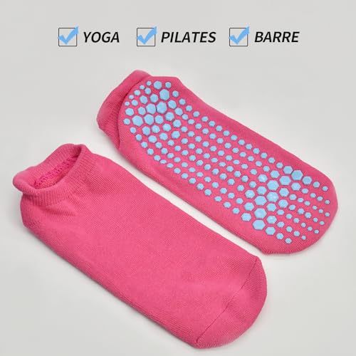 Image of ELUTONG Pilates Non Slip Grip Socks for Women 1-4 Pairs Yoga Barre Ballet Workout Hospital Grippy Sock