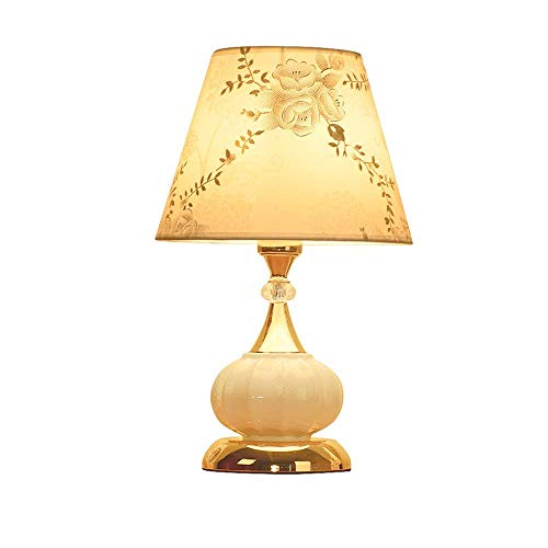 Bedruckte Stoff Tischlampen, Mode LED Keramik Beleuchtung dekorative Nachttischlampe moderne minimalistische Wohnzimmer Studie Lesen Schreibtisch Lichter (Edition : Remote control switch) Cover