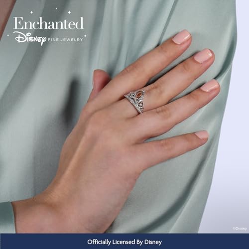 Jewelili Enchanted Disney Fine Jewelry Sterling Silver and 10K Rose Gold 1/6 CTTW Cinderella Tiara Ring2