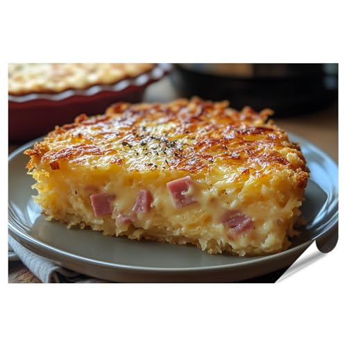 islandburner Póster XXL de cazuela de patatas con jamón y queso, imágenes de alta calidad, impresión fotográfica