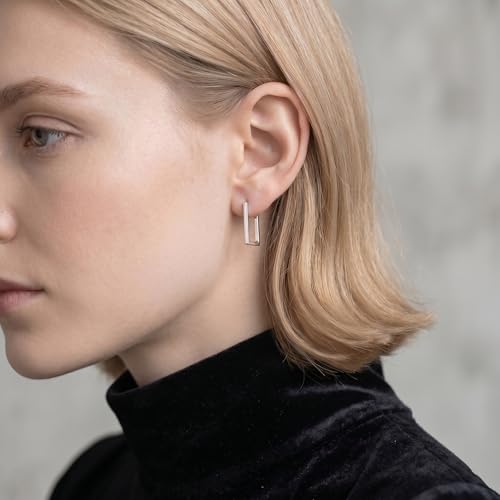 Boucles d'oreilles carrées rectangle argent hypoallergénique