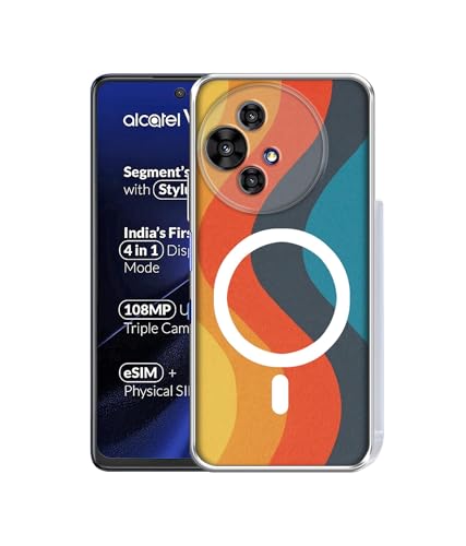 Image of Back Cover for Alcatel V3 Ultra 5G Retro Sunset Waves Magnetic Ring Design (Not Magnetic Compatible) | UV Printed Soft TPU Shockproof Back Case for Alcatel V3 Ultra 5G
