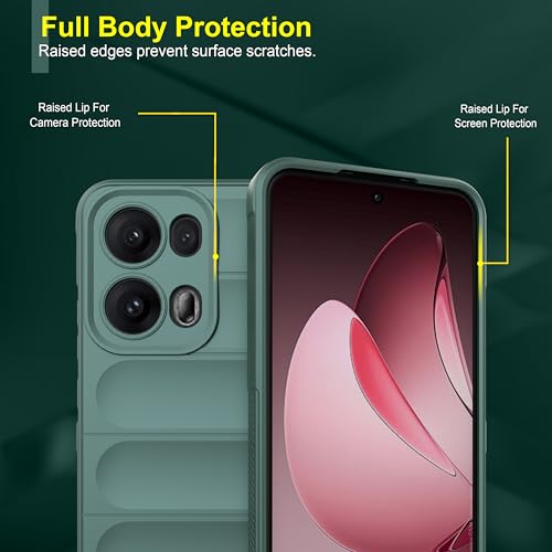 Image of Zapcase Back Case Cover for Oppo Reno 13 Pro 5G | Compatible for Oppo Reno 13 Pro Back Cover | Liquid Silicon Magic Case with Camera Protection | Dark Green
