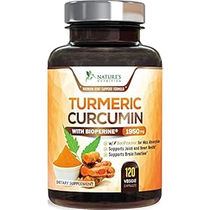 Turmeric-Curcumin-with-BioPerine-95-Curcuminoids-1950mg-with-Black-Pepper-for-Best-Absorption-Made-in-USA-Natural-Immune-Support-Turmeric-Supplement-by-Natures-Nutrition-120-Capsules Turmeric Curcumin with BioPerine 95% Standardized Curcuminoids 1950mg - Black Pepper for Max Absorption, Joint Support, Nature's Tumeric Supplement, Vegan Herbal Extract, Non-GMO, 120 Capsules