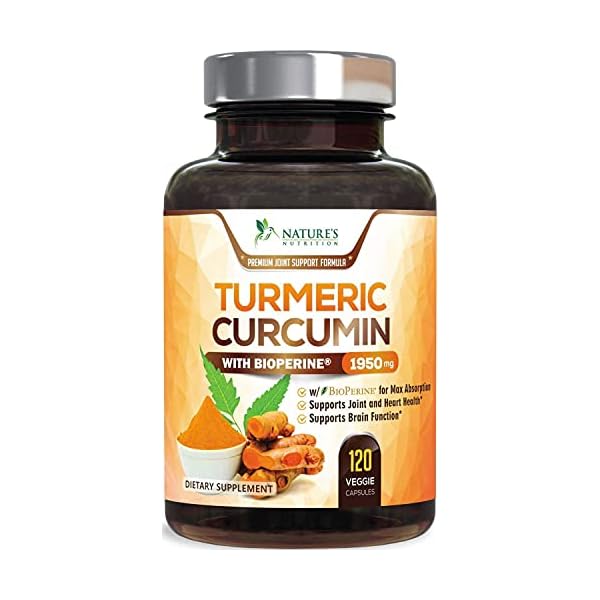 Turmeric-Curcumin-with-BioPerine-95-Curcuminoids-1950mg-with-Black-Pepper-for-Best-Absorption-Made-in-USA-Natural-Immune-Support-Turmeric-Supplement-by-Natures-Nutrition-120-Capsules Turmeric Curcumin with BioPerine 95% Standardized Curcuminoids 1950mg - Black Pepper for Max Absorption, Joint Support, Nature's Tumeric Supplement, Vegan Herbal Extract, Non-GMO, 120 Capsules