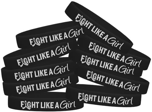 Fight Like a Girl Hybrid Silicone Wristband Bracelet (10 Pack)