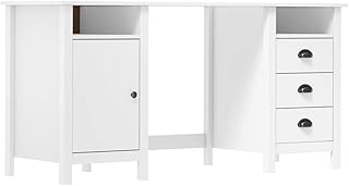 vidaXL Kiefernholz Massiv Schreibtisch mit 3 Schubladen Arbeitstisch Computertisch Bürotisch Büromöbel Laptoptisch PC Tisch Weiß 150×50×74cm