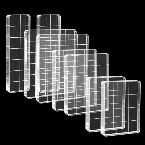 AUUTI 8 Items Acrylic Stamp Block with Grid Lines Acrylic Blocks